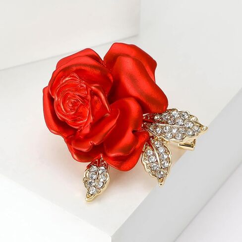 Flower Floral Brooch for Women Rose Flower Pearl Brooch Pin Crystal Rhinestone Brooches Clothing Dress Accessories Wedding Party Birthday Jewelry Gift for Women Wife in Saudi Arabia
