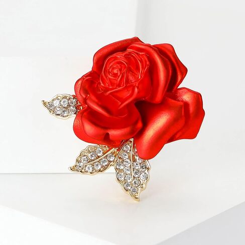 Flower Floral Brooch for Women Rose Flower Pearl Brooch Pin Crystal Rhinestone Brooches Clothing Dress Accessories Wedding Party Birthday Jewelry Gift for Women Wife in Saudi Arabia