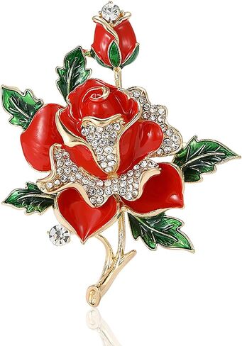 Flower Floral Brooch for Women Rose Flower Pearl Brooch Pin Crystal Rhinestone Brooches Clothing Dress Accessories Wedding Party Birthday Jewelry Gift for Women Wife in Saudi Arabia