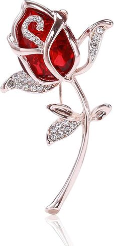 Flower Floral Brooch for Women Rose Flower Pearl Brooch Pin Crystal Rhinestone Brooches Clothing Dress Accessories Wedding Party Birthday Jewelry Gift for Women Wife in Kuwait