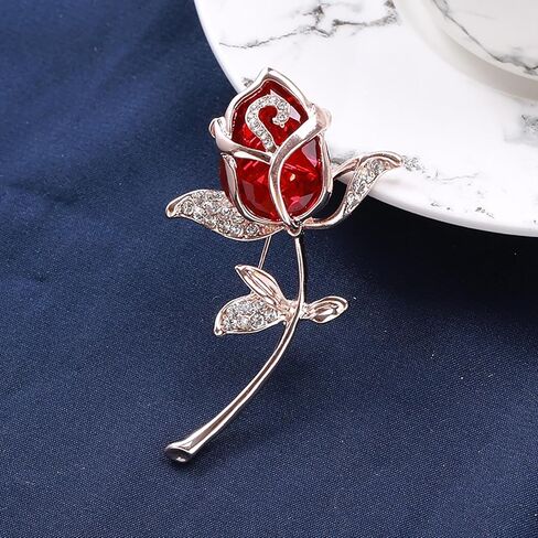 Flower Floral Brooch for Women Rose Flower Pearl Brooch Pin Crystal Rhinestone Brooches Clothing Dress Accessories Wedding Party Birthday Jewelry Gift for Women Wife in Kuwait