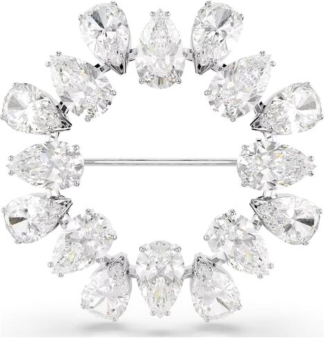 Swarovski Matrix brooch, Pear cut, clear, Rhodium finish in Saudi Arabia