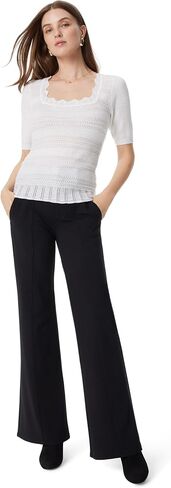 Sam Edelman Women's Averie Short Sleeve Pointelle Knit Pullover Top Standard in Saudi Arabia