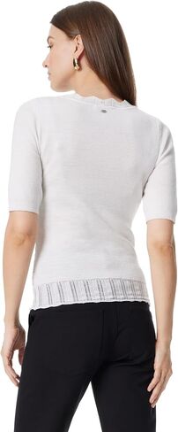 Sam Edelman Women's Averie Short Sleeve Pointelle Knit Pullover Top Standard in Saudi Arabia