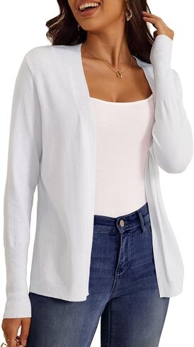 FOLUNSI Women‘s Caridgan Sweaters Casual Draped Open Front Cropped Caridgans Long Sleeve Lightweight Knit Sweater S-XL in Saudi Arabia