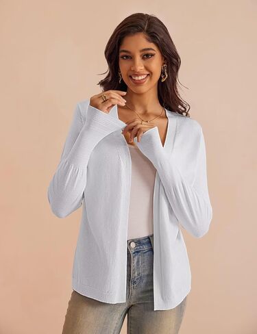 FOLUNSI Women‘s Caridgan Sweaters Casual Draped Open Front Cropped Caridgans Long Sleeve Lightweight Knit Sweater S-XL in Saudi Arabia
