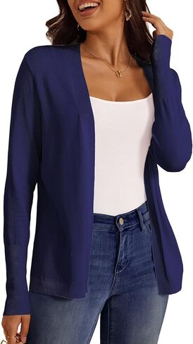 FOLUNSI Women‘s Caridgan Sweaters Casual Draped Open Front Cropped Caridgans Long Sleeve Lightweight Knit Sweater S-XL in Saudi Arabia