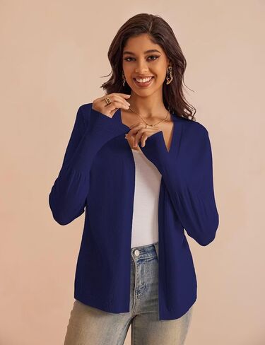 FOLUNSI Women‘s Caridgan Sweaters Casual Draped Open Front Cropped Caridgans Long Sleeve Lightweight Knit Sweater S-XL in Saudi Arabia