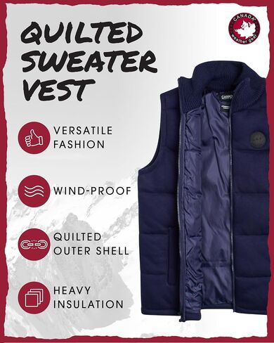 CANADA WEATHER GEAR Men's Vest - Cozy Full Zip Up Puffer Sweater Vest for Men - Men's Casual Vest (M-XXL) in Saudi Arabia