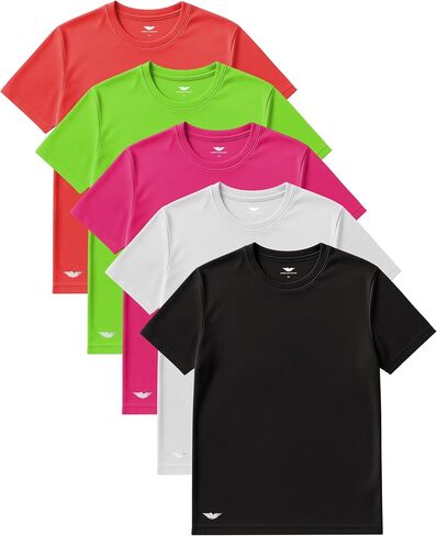 AMERICAN HEAVEN Men's Short Sleeve Work Out Crew Neck T-Shirts | Dry Fit Active Athletic Gym Tee Tops | Multi Packs Colors in Kuwait