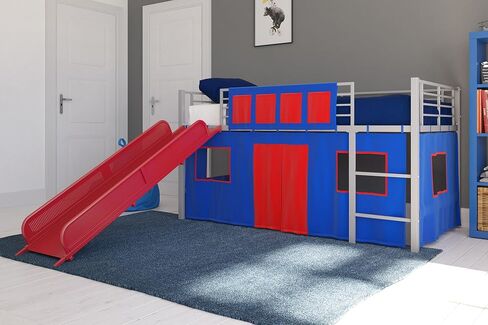 DHP Curtain Set for Kid's Loft Bed, Washable and Removable, Blue and Red in Saudi Arabia