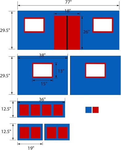 DHP Curtain Set for Kid's Loft Bed, Washable and Removable, Blue and Red in Saudi Arabia