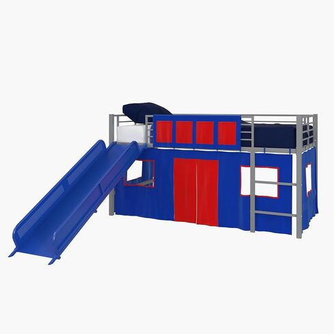 DHP Curtain Set for Kid's Loft Bed, Washable and Removable, Blue and Red in Saudi Arabia