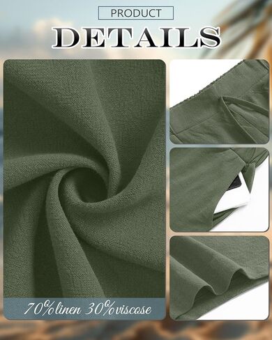Neer 2 Pack Women Linen Bermuda Shorts مرنة الخصر الساق الواسعة الساق القيعان الصيفية غير الرسمية مع جيوب in Kuwait