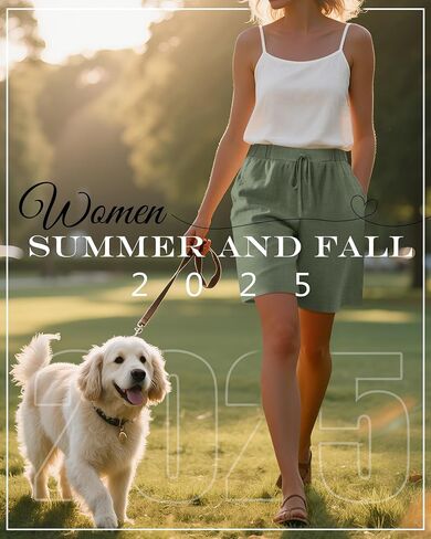Neer 2 Pack Women Linen Bermuda Shorts مرنة الخصر الساق الواسعة الساق القيعان الصيفية غير الرسمية مع جيوب in Kuwait