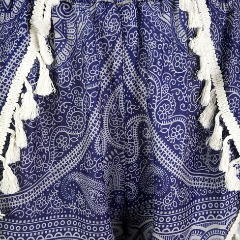 Atiya Harem Shorts for Women, Casual Beach Shorts, 100% Rayon, Floral and Elephant with Tassel Trim, Boho Hippie Summer in Saudi Arabia