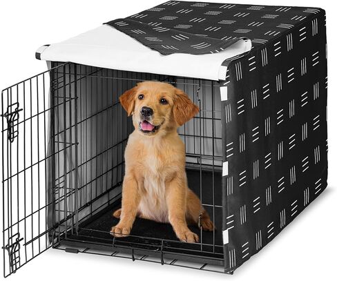Sweet Jojo Designs White and Grey Bohemian Boho Chic Boy Girl Gender Neutral Unisex Dog Crate Cover – Kennel Covers 36 Inch Pet Cage Medium Farmhouse Shabby Designer Modern Elegant Geometric Textured in Saudi Arabia