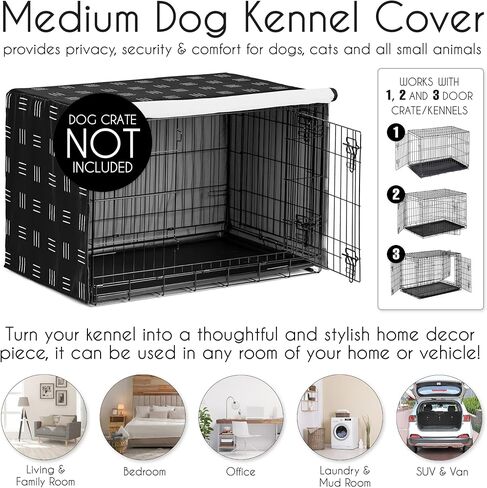 Sweet Jojo Designs White and Grey Bohemian Boho Chic Boy Girl Gender Neutral Unisex Dog Crate Cover – Kennel Covers 36 Inch Pet Cage Medium Farmhouse Shabby Designer Modern Elegant Geometric Textured in Saudi Arabia