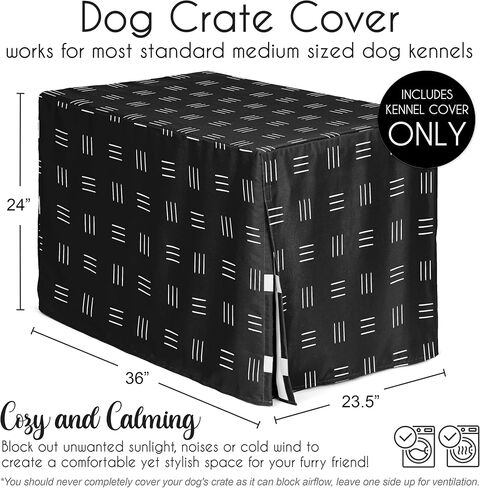 Sweet Jojo Designs White and Grey Bohemian Boho Chic Boy Girl Gender Neutral Unisex Dog Crate Cover – Kennel Covers 36 Inch Pet Cage Medium Farmhouse Shabby Designer Modern Elegant Geometric Textured in Saudi Arabia