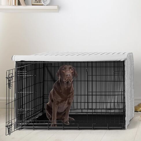 Sweet Jojo Designs White and Grey Bohemian Boho Chic Boy Girl Gender Neutral Unisex Dog Crate Cover – Kennel Covers 36 Inch Pet Cage Medium Farmhouse Shabby Designer Modern Elegant Geometric Textured in Saudi Arabia