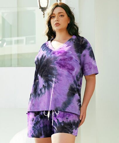 Tiyomi Plus Size 2 قطعة شورتات مجموعات الأكمام الخامس رقبة تعرق غير رسمية صالة ملابس أمومة الربيع الأمومة in Saudi Arabia