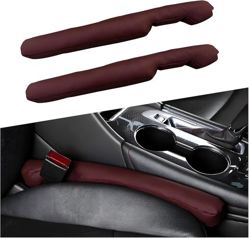 2 PCS Leather Car Seat Gap Filler, Auto Seat Blocker Organizer Fill The Gap Between Seat and Console, Universal Gap Filler Plug Stop Things from Dropping for Car SUV Truck (Black) in Kuwait