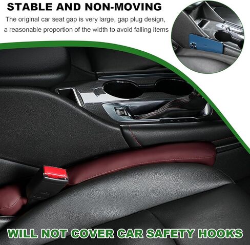 2 PCS Leather Car Seat Gap Filler, Auto Seat Blocker Organizer Fill The Gap Between Seat and Console, Universal Gap Filler Plug Stop Things from Dropping for Car SUV Truck (Black) in Kuwait