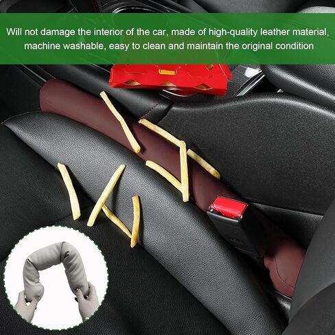 2 PCS Leather Car Seat Gap Filler, Auto Seat Blocker Organizer Fill The Gap Between Seat and Console, Universal Gap Filler Plug Stop Things from Dropping for Car SUV Truck (Black) in Kuwait