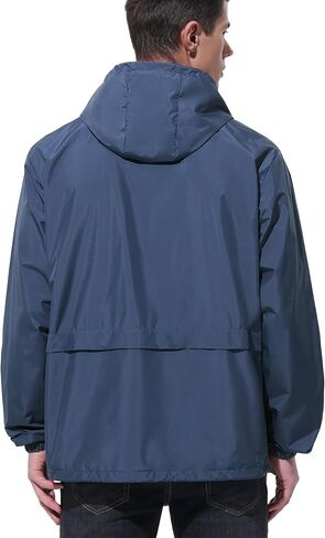 Mens Rain Jacket Raincoat Windbreaker Running Waterproof Lightweight Packable with Hood Travel Hiking Cycling in Kuwait