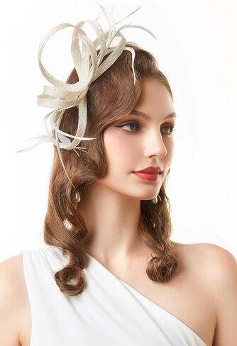 Babeyond Fascinator Hats for Women - Tea Party Hats Fascinators Kentucky Headwear Derby Hat Wedding Feather Ribbon in Saudi Arabia