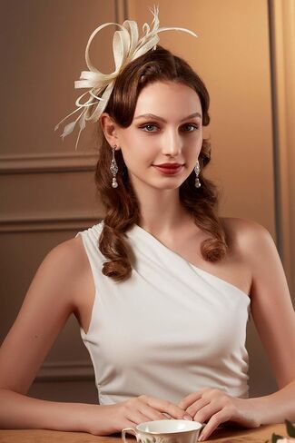 Babeyond Fascinator Hats for Women - Tea Party Hats Fascinators Kentucky Headwear Derby Hat Wedding Feather Ribbon in Saudi Arabia