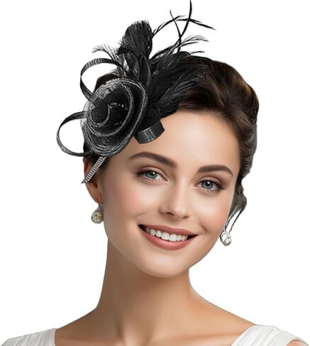 فغمات Faleto Womens مع قصات الشعر مقطع الأزهار رأس الرأس ريشة شاي قبعات كوكتيل الزفاف in Kuwait