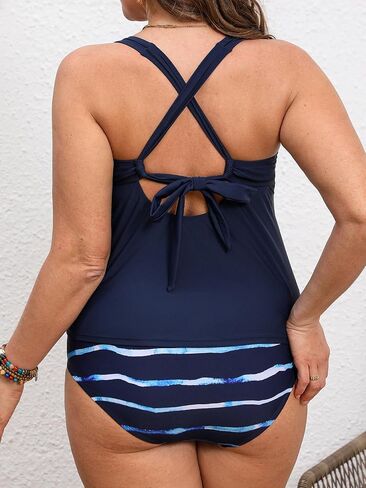 Cupshe Women’s Plus Size Tankini مجموعة مغرفة رقبة من قطعتين من السباحة in Kuwait