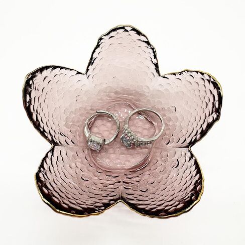 Small Jewelry Dish Tray for Women, Crystal Ring Holder Dish, Glass Ring Dish Engagement Gift, Flower Jewelry Tray Trinket Dish, Vanity Jewelry Plate Dish, Decorative Jewely Ring Bowl Dish in Kuwait