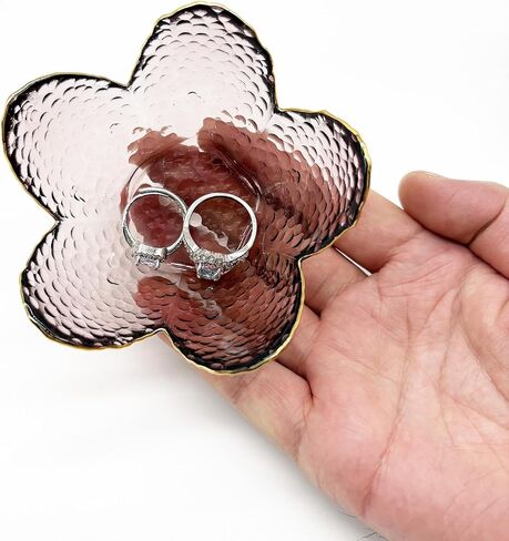 Small Jewelry Dish Tray for Women, Crystal Ring Holder Dish, Glass Ring Dish Engagement Gift, Flower Jewelry Tray Trinket Dish, Vanity Jewelry Plate Dish, Decorative Jewely Ring Bowl Dish in Kuwait