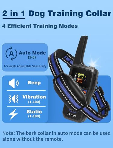 Dog Training Collar, 3300Ft Auto Bark and Training Collar Combo with Beep, Vibration, Static and Auto Bark Mode, Rechargeable Bark Collar with Remote, IPX7 Anti Bark Collar for All Breeds Dogs in Saudi Arabia