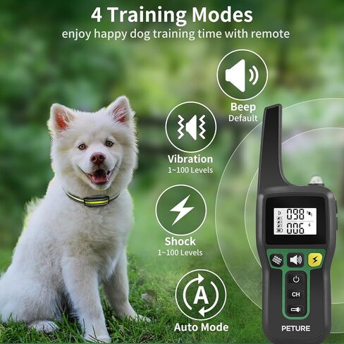 Dog Training Collar, 3300Ft Auto Bark and Training Collar Combo with Beep, Vibration, Static and Auto Bark Mode, Rechargeable Bark Collar with Remote, IPX7 Anti Bark Collar for All Breeds Dogs in Saudi Arabia