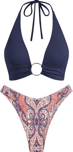 ZAFUL O Ring Halter Bikini Sets for Women High Cut Swimsuits Trendy 2 Piece Bathing Suits in Saudi Arabia