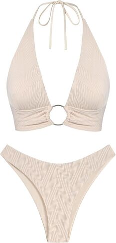 ZAFUL O Ring Halter Bikini Sets for Women High Cut Swimsuits Trendy 2 Piece Bathing Suits in Saudi Arabia