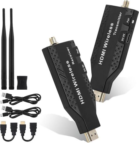 Wireless 150M(493FT) HDMI Transmitter Receiver Extender Kit Full HD 1080P with 0.1s Latency at 5.8GHz Compatible with Laptop/PC/Netflix/PS4/5/TV/Projector/Monitor No App/Bluetooth Required in Saudi Arabia
