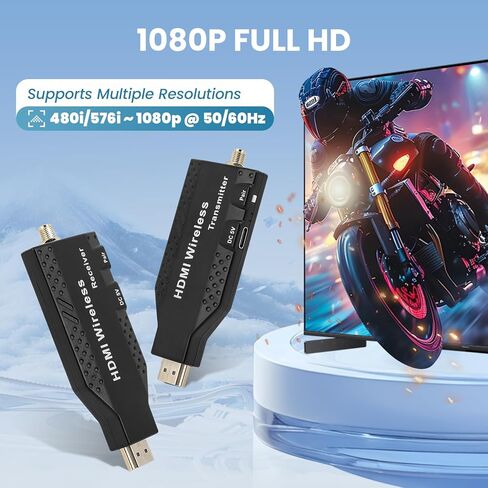 Wireless 150M(493FT) HDMI Transmitter Receiver Extender Kit Full HD 1080P with 0.1s Latency at 5.8GHz Compatible with Laptop/PC/Netflix/PS4/5/TV/Projector/Monitor No App/Bluetooth Required in Saudi Arabia