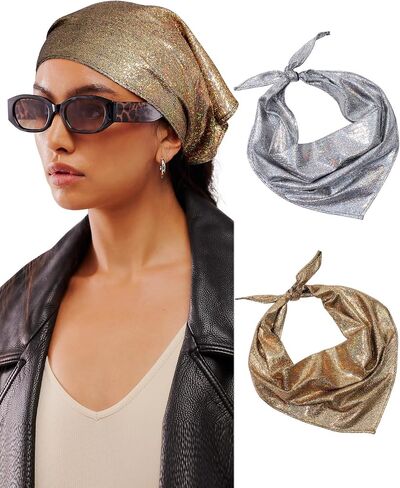 AWAYTR Y2K Hair Bandanas for Women Hair - 2Pcs Punk Head Wraps for Girls Hair Scarf Grunge Disco Head Cover in Saudi Arabia