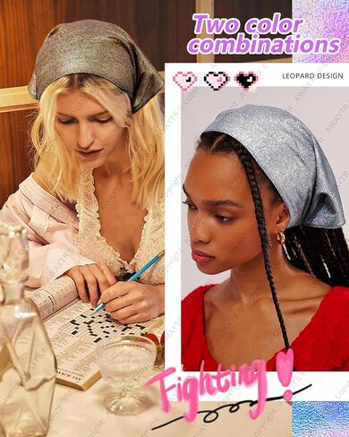 AWAYTR Y2K Hair Bandanas for Women Hair - 2Pcs Punk Head Wraps for Girls Hair Scarf Grunge Disco Head Cover in Saudi Arabia
