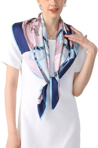 100% Mulberry Silk Neck Scarf 35" Inches Large Square Scarfs for Women Gift Packed in Saudi Arabia