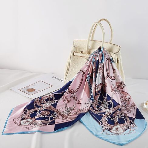 100% Mulberry Silk Neck Scarf 35" Inches Large Square Scarfs for Women Gift Packed in Saudi Arabia
