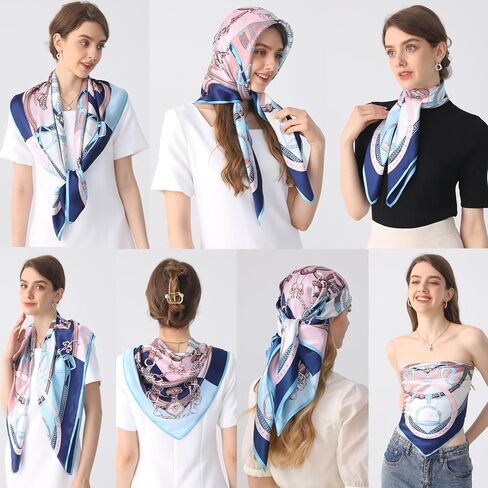 100% Mulberry Silk Neck Scarf 35" Inches Large Square Scarfs for Women Gift Packed in Saudi Arabia