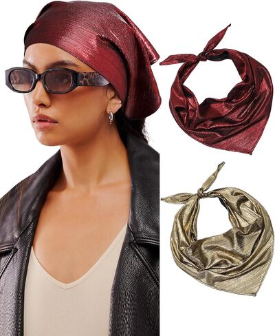 AWAYTR Y2K Hair Bandanas for Women Hair - 2Pcs Punk Head Wraps for Girls Hair Scarf Grunge Disco Head Cover in Saudi Arabia