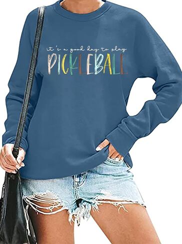قميص Scalball Sweatshirt للنساء ، إنه يوم جيد للعب Pickleball Long Sleeve Tops Pickleball Player Lover Pullover in Kuwait