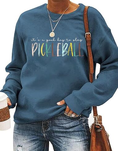 قميص Scalball Sweatshirt للنساء ، إنه يوم جيد للعب Pickleball Long Sleeve Tops Pickleball Player Lover Pullover in Kuwait