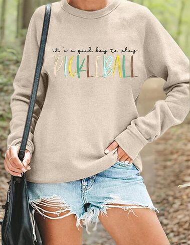 قميص Scalball Sweatshirt للنساء ، إنه يوم جيد للعب Pickleball Long Sleeve Tops Pickleball Player Lover Pullover in Kuwait